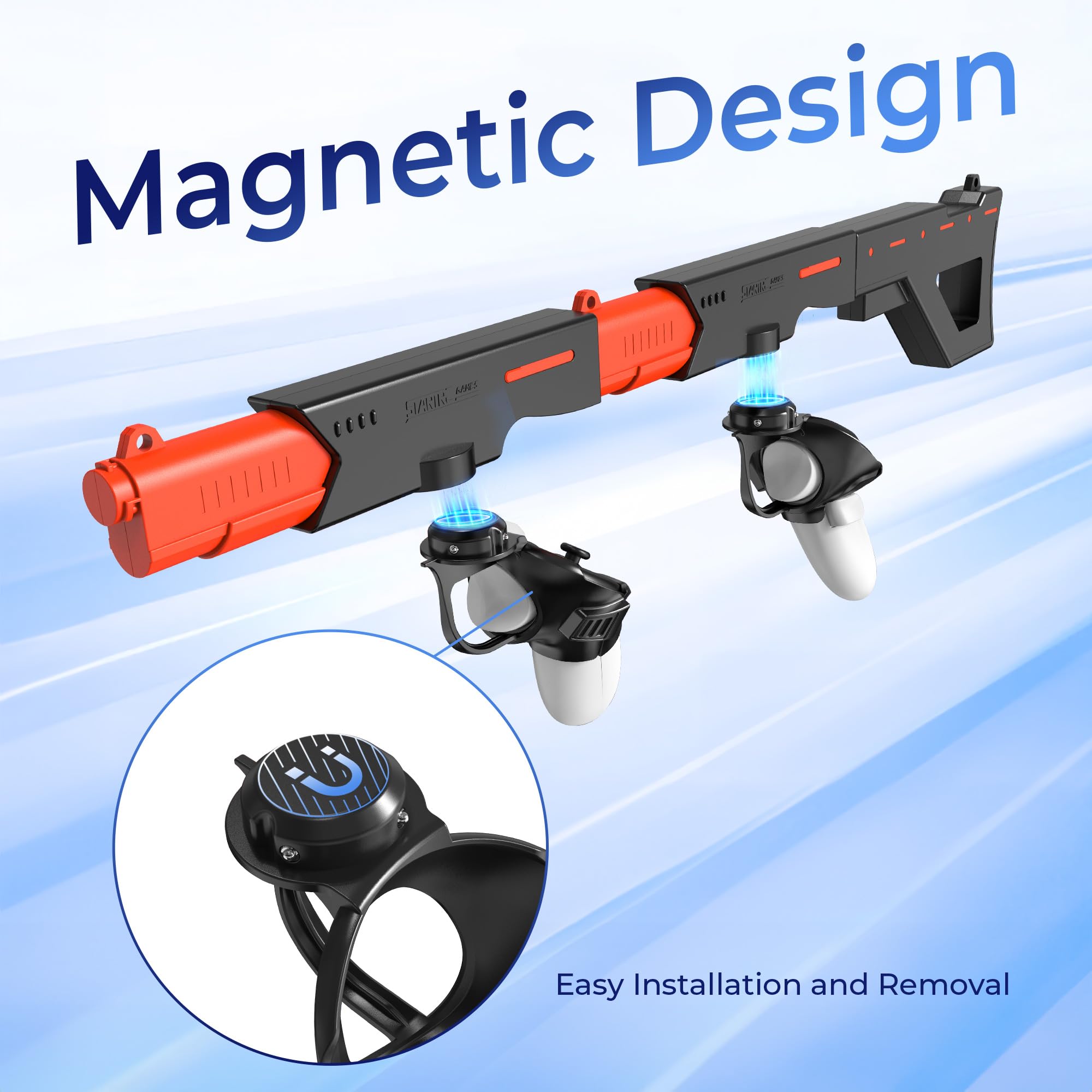 Upgraded VR Gun Stock for Meta Quest 3S/Quest 3, Magnetic VR